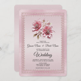 Moderne rosa Blume zum Hochzeitsempfang Einladung