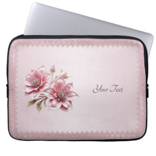 Moderne rosa Blumen Laptop-Hülle Laptopschutzhülle