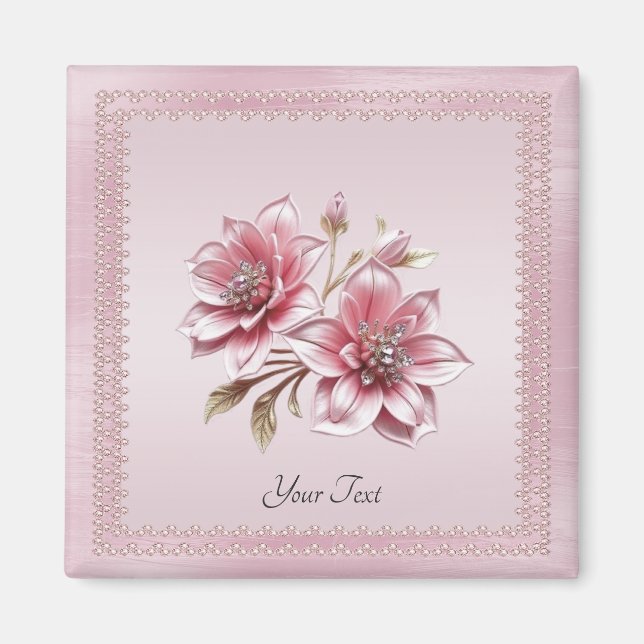Moderne rosa Blumen Magnet (Vorne)
