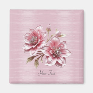 Moderne rosa Blumen Magnet