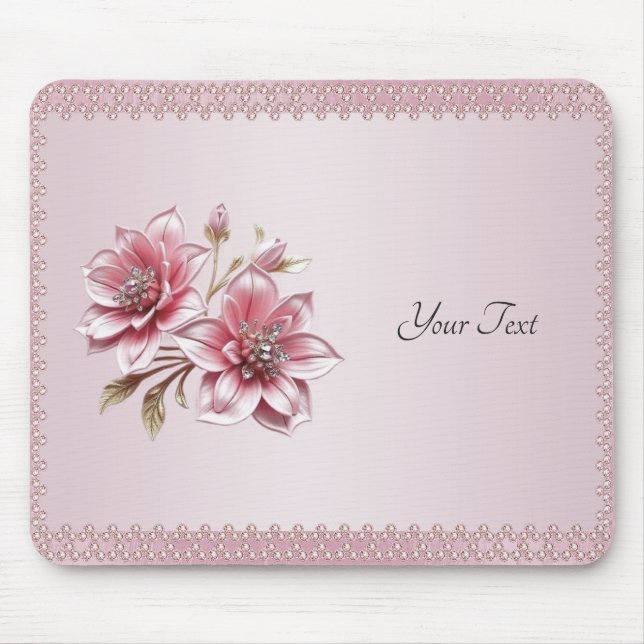 Moderne rosa Blumen-Mauspad Mousepad (Vorne)