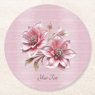 Moderne rosa Blumen Papier Untersetzer
