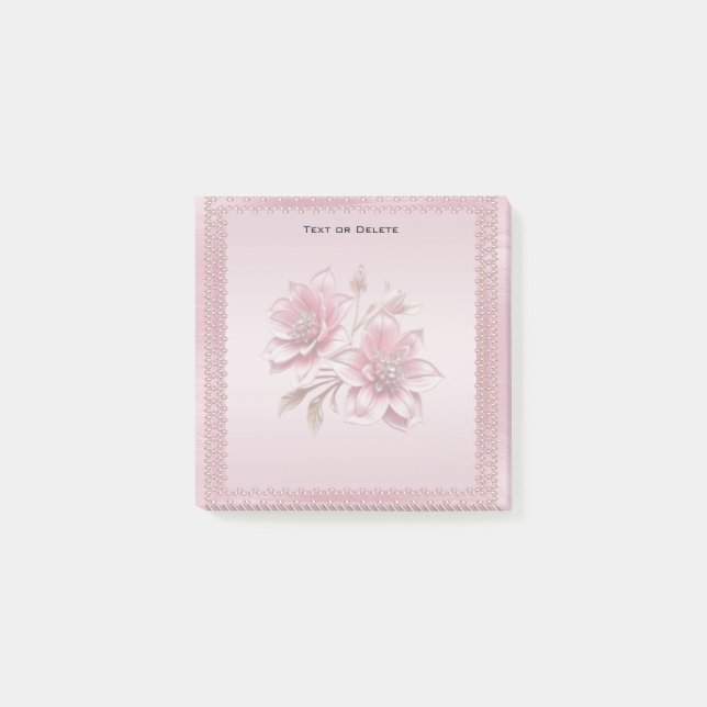 Moderne rosa Blumen Post-it-Notizen Post-it Klebezettel (Vorderseite)