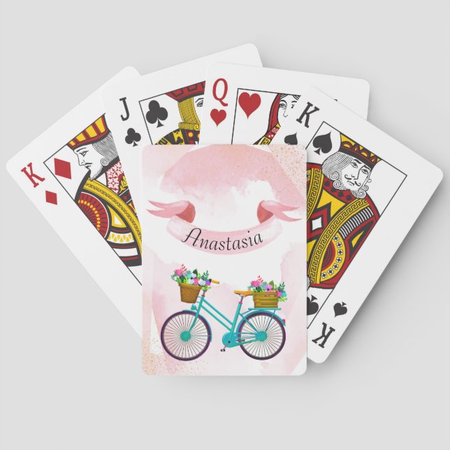 Moderne rosa Blumen Spielkarten (Rückseite)