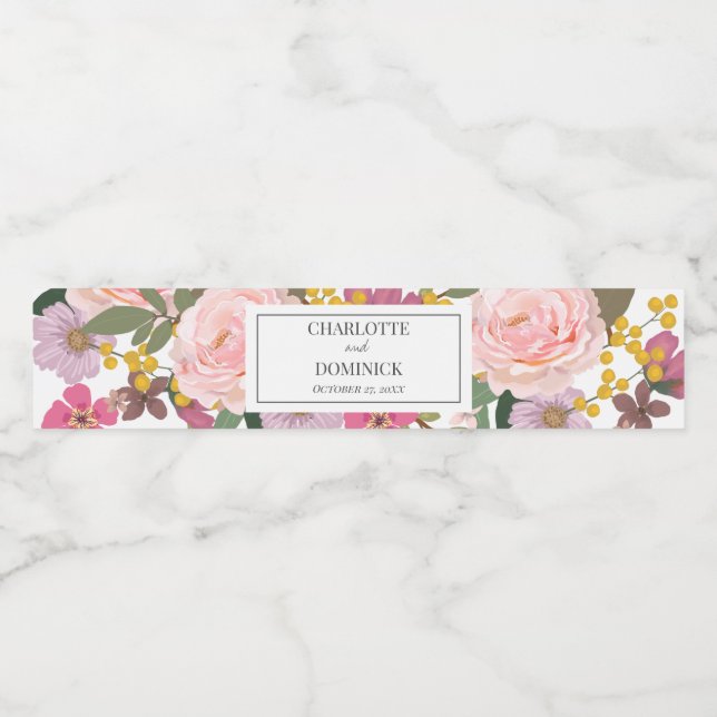 Moderne Rosa Blumengarten Frühjahrspüngel Hochzeit (Einzelnes Label)