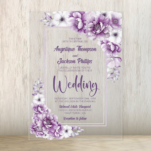 Moderne rosa Blumenhochzeit Acryleinladungen