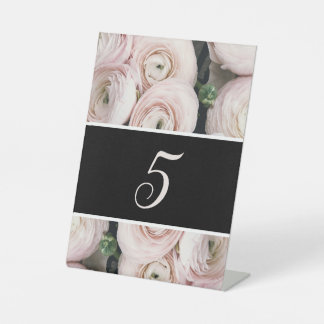 Moderne, rosa Blumenhochzeit Tischnummer Sockelschild