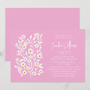 Moderne rosa Blumenpaar-Baby-Party Einladung