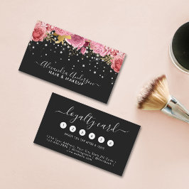 Moderne rosa Blumenzwiebeln Glitzer Beauty Salon Treuekarte
