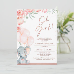 Moderne rosa Blütendusche Einladung