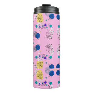 Moderne rosa Boho-Blumen abstrakte botanische Form Thermosbecher