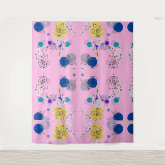 Moderne rosa Boho-Blumen abstrakte botanische Form Wandteppich