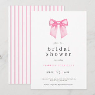 Moderne rosa Bow Bridal Dusche Einladung