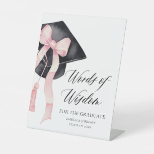 Moderne rosa Bow Grad Party Ratschläge Worte der W Sockelschild