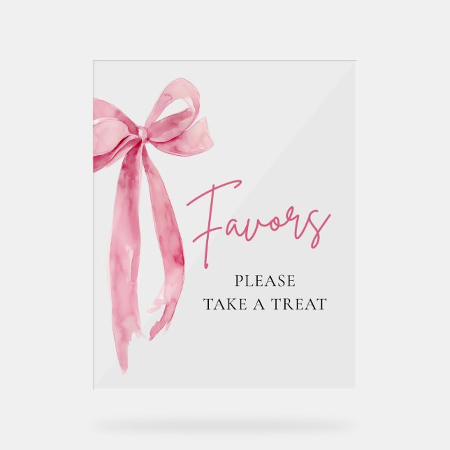 Moderne rosa Bow Graduation Party bevorzugt Signie Acrylschild (Vorderseite)