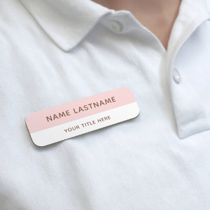 Moderne Rosa Braun Weiße Titel Pin Magnetisch Namensschild