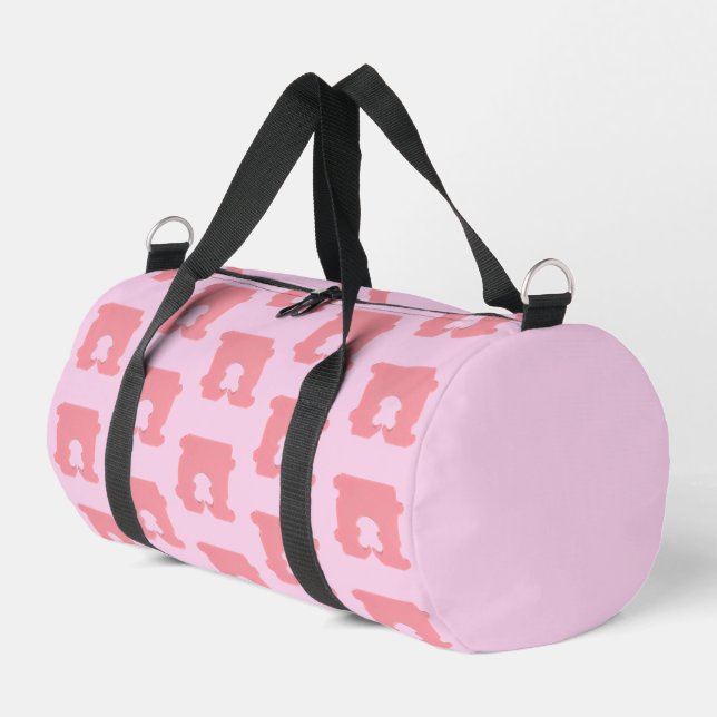Moderne rosa Brotklammer-Geometrie-Silhouette Duffle Bag (Linke Seite)