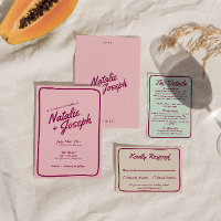 Moderne rosa Burgundy Retro Fun Whimsical Wedding