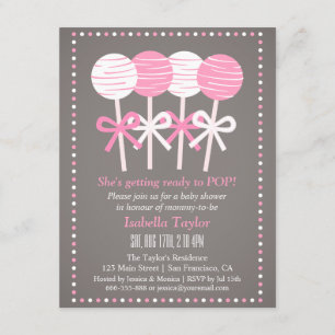 Moderne rosa Cake Pops Baby Shower Einladungen