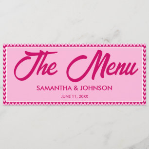 Moderne Rosa Chevron Streifen Hochzeitsdinner Menükarte