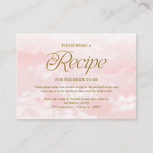 Moderne rosa Cloud-Brautparty-Rezeptanfrage Begleitkarte