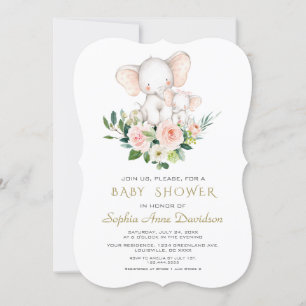 Moderne, rosa Creme Blume Babydusche Einladung