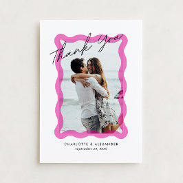 Moderne rosa, durchsichtige Rahmen, Foto Hochzeit Dankeskarte
