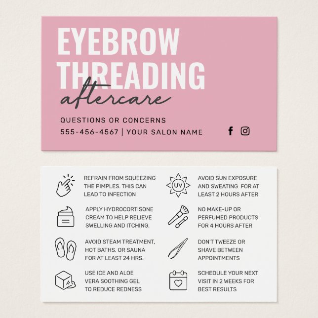 Moderne rosa, einfache Eyebrow-Threading-Nachsorge (Vorne & Hinten)