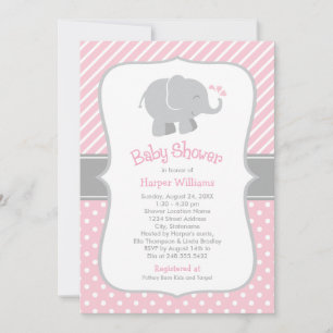 Moderne rosa Elefanten-Babymädchen-Party Einladung