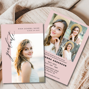 Moderne rosa Elegante Foto Graduation Party Einladung
