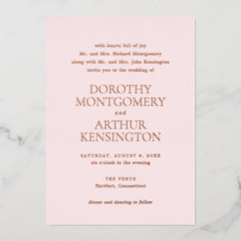 Moderne rosa Elegante Hochzeit Folieneinladung
