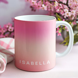 Moderne rosa errötende Rosen-Ombre-Gradient Person Kaffeetasse