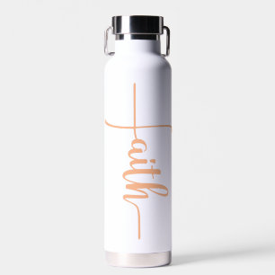 Moderne rosa Faith-Schriftzug-Kreuz Trinkflasche
