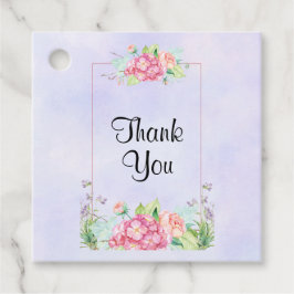 Moderne rosa Farbe Blumenrahmen Vielen Dank Geschenkanhänger