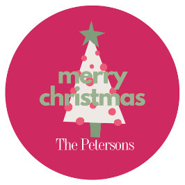 Moderne rosa farbenfrohe Weihnachtskleber Runder Aufkleber