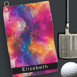 Moderne Rosa Farbfusion Personalisiert Golfhandtuch