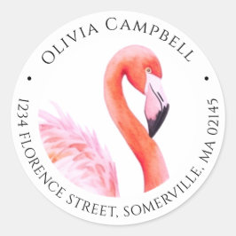 Moderne rosa Flamingo-Rücksendeadresse Runder Aufkleber