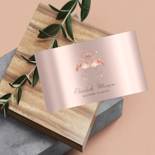 Moderne rosa Flamingos in Liebe, Herz Rose Gold Visitenkarte
