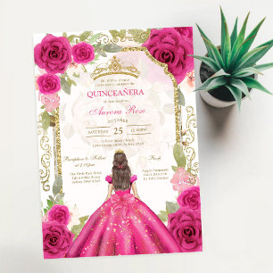 Moderne rosa florale Quinceanera-Einladung Einladung