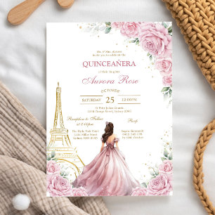 Moderne rosa florale Quinceanera-Einladung Einladung