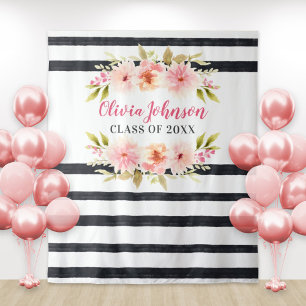 Moderne rosa florale Streifen Abschluss Hintergrun Wandteppich