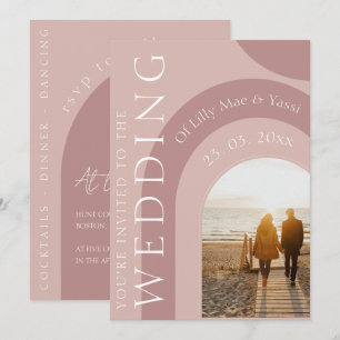 Moderne, rosa Foto Hochzeit Einladung