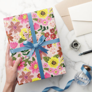 Moderne rosa Gänseblümchen Blumen Oster Frühlingsm Geschenkpapier