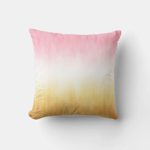 Moderne rosa gelbe Pinselstriche Ombre Kissen