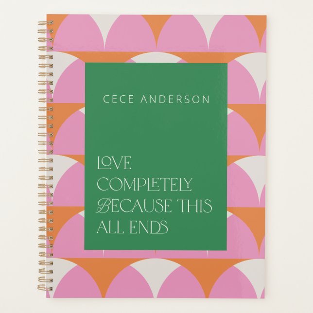 Moderne rosa geometrische Liebe Planer (Vorderseite)
