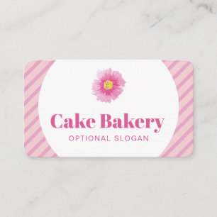 Moderne rosa gestreifte Bäckerei-Visitenkarte Visitenkarte