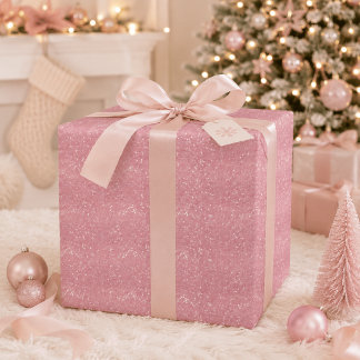 Moderne rosa Glitter-Funkel-Weihnachten  Geschenkpapier