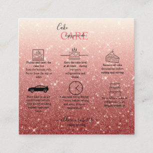Moderne rosa Glitzer Cake Care Quadratische Visitenkarte