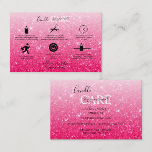 Moderne rosa Glitzer Candle Care Business Card Visitenkarte