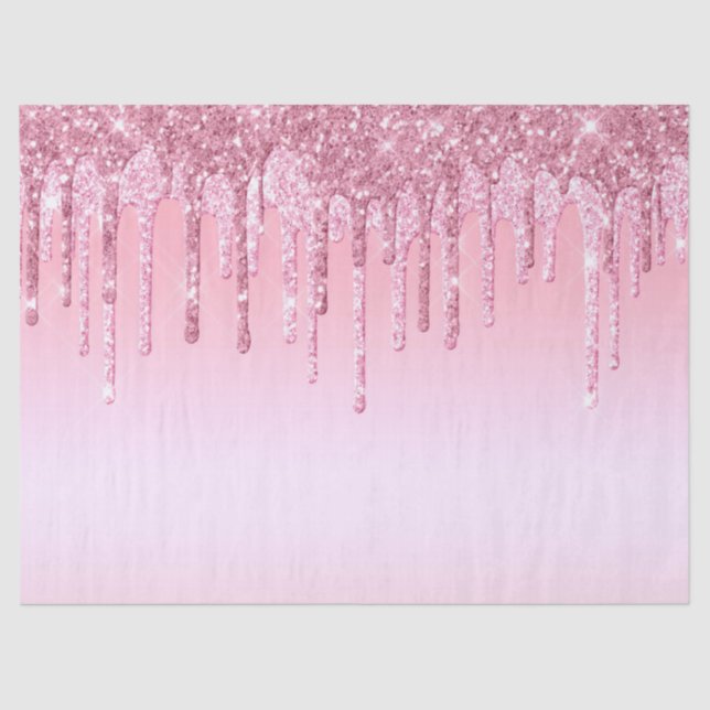 Moderne rosa Glitzer Tropfen Graphic Seidenpapier (Vorderseite)